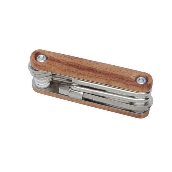 Мультитул велосипедный Klonk 10530, WOODY, шестигранник 8 в 1 (2/2.5/3/4/5/6мм /PH2/flat), бамбук
