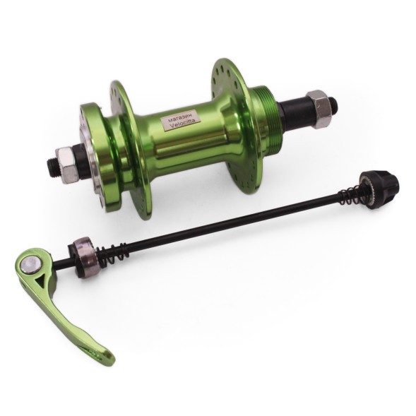 Велосипедная втулка Wang Zheng WZ-A208RQ green, задняя, ось 3/8&amp;quot;х135x145 мм, алюминиевая, под диск 6 болтов, под трещотку, на эксцентрике, 36H, б/уп.