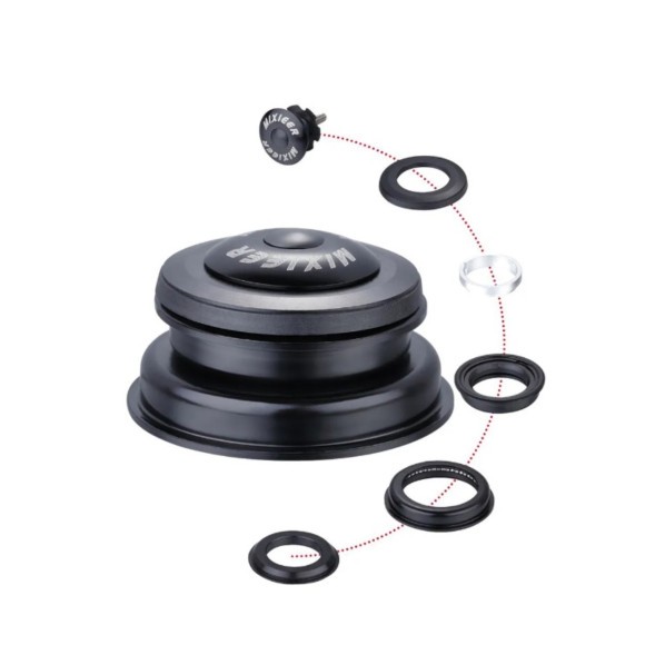 Рулевой велонабор Mixieer QLP-44A(BK), 1-1/8&amp;quot;-1.5&amp;quot;, безрезьбовая, ZS 44/28.6  ZS 44/30, подшипники полукартриджная чашка, с якорем, высота 13 мм, черная