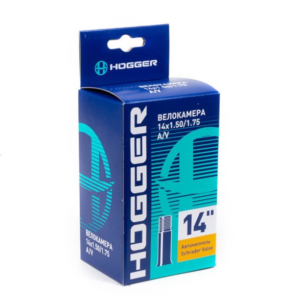 Камера велосипедная Hogger TBHG 14&amp;quot;x 1.50/1.75 AV автониппель, бутиловая резина, Box
