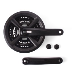 Система велосипедная Prowheel TY-CM05, шатун 175 мм, 48/38/28 зубьев, SQR, алюминиевые, с защитой, черный