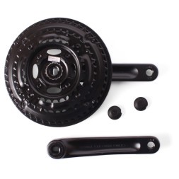 Система велосипедная Prowheel TY-CM05, шатун 175 мм, 48/38/28 зубьев, SQR, алюминиевые, с защитой, черный