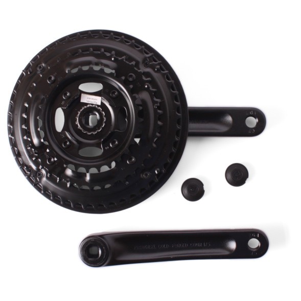 Система велосипедная Prowheel TY-CM05, шатун 175 мм, 48/38/28 зубьев, SQR, алюминиевые, с защитой, черный