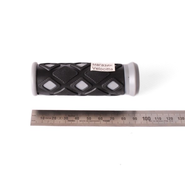 Ручки на велосипедный руль HL-G48 &amp;quot;Ромбик&amp;quot;, резиновые, 90 мм, серый