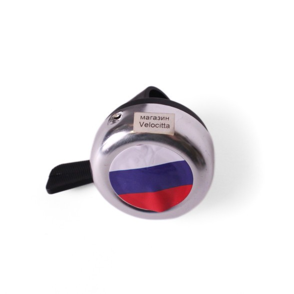 Звонок велосипедный 54BF-01, с флагом &amp;quot;Россия&amp;quot;, хромированный