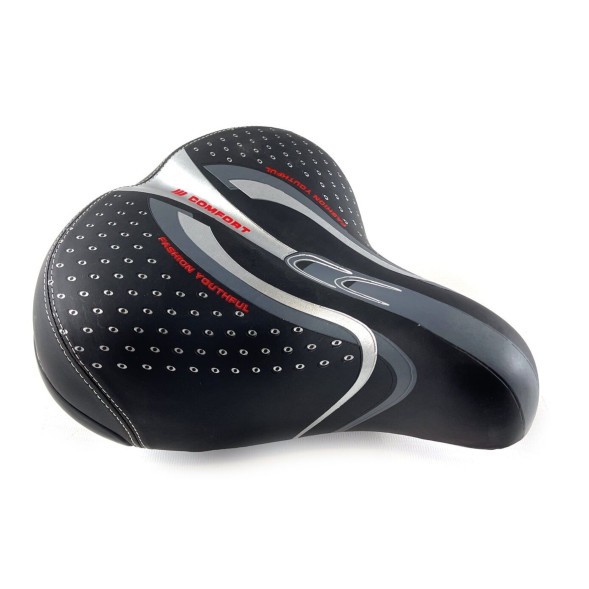 Велоседло Saddle ES-010, 300х280 мм, на пружинах, с замком, Comfort XL, Black/Grey