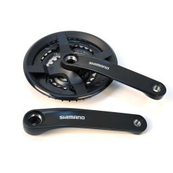 Система велосипедная Shimano Tourney FC-TY301, 170 мм, зубья 42х34х24T, шатуны алюминиевые, под квадрат, SQR, с защитой, без упаковки