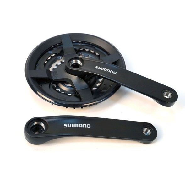 Система велосипедная Shimano Tourney FC-TY301, 170 мм, зубья 42х34х24T, шатуны алюминиевые, под квадрат, SQR, с защитой, без упаковки