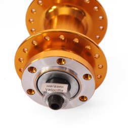 Втулка задняя Wang Zheng WZ-A208RQ golden, ось 3/8&amp;quot;х135x145 мм, алюминиевая, под диск 6 болтов, под трещотку, на эксцентрике, 36H, box