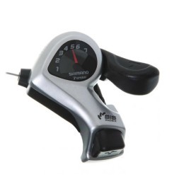 Манетка/шифтер велосипедный Shimano Tourney TX50-7R, правый, 7 скоростей (SIS), indicator, трос 2400мм, серебристый, торг. уп.