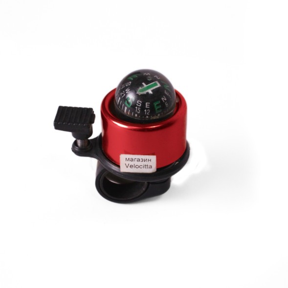 Звонок Joy Kie FL-901, с компасом, алюминий\пластик, диаметр 40 мм, красный