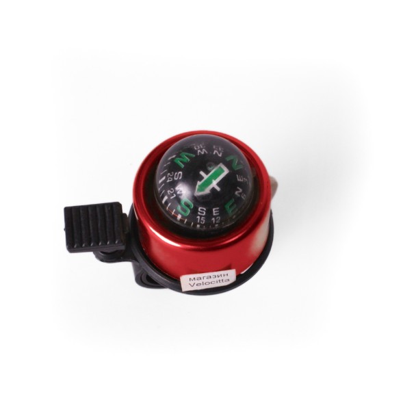 Звонок Joy Kie FL-901, с компасом, алюминий\пластик, диаметр 40 мм, красный