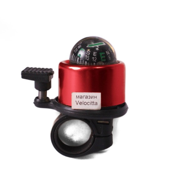 Звонок Joy Kie FL-901, с компасом, алюминий\пластик, диаметр 40 мм, красный