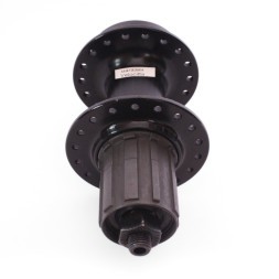 Втулка задняя Wang Zheng WZ-A208RBQ black, ось 3/8"х135x145 мм, алюминиевая, под диск 6 болтов, под трещотку, с эксцентриком, 36H, промподшипники, б/уп.