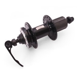 Втулка задняя Wang Zheng WZ-A208RBQ black, ось 3/8"х135x145 мм, алюминиевая, под диск 6 болтов, под трещотку, с эксцентриком, 36H, промподшипники, б/уп.