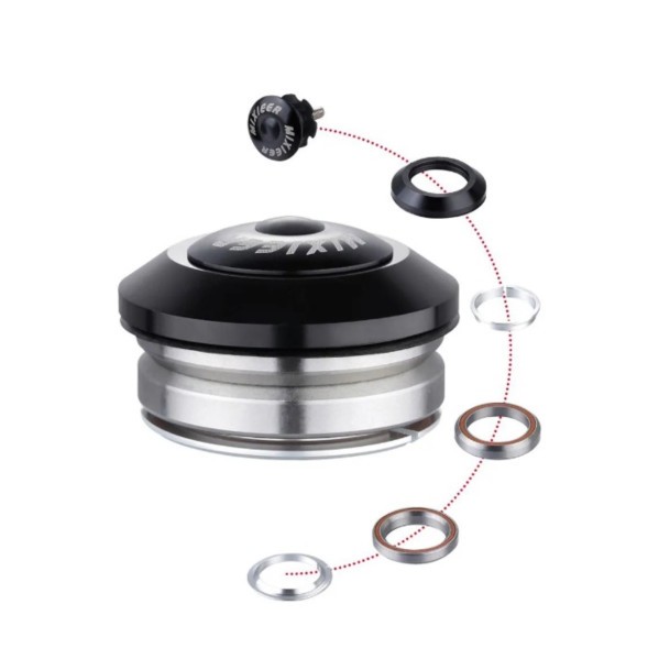 Рулевая колонка Mixieer QLP-40A(BK), 1-1/8&amp;quot;-1.5&amp;quot;, безрезьбовая, IS 41.8/28.6  IS 41.8/30, подшипники 41.8x45°x45°, с якорем, высота 11.5 мм, box