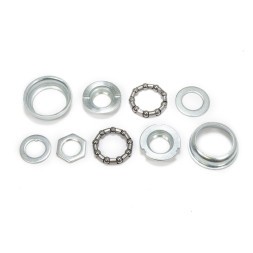 Каретка Shunfeng SF-BB16, для односоставных шатунов, 9 деталей, подшипник 5/16&amp;quot;х9-2шт, чашка 51.5 мм-2шт; конус левый 7/8&amp;quot;х24T-LH, правый 15/16&amp;quot;х24T, шайба-2шт, гайка, серебристая