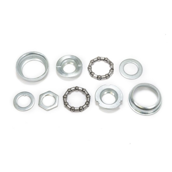 Каретка Shunfeng SF-BB16, для односоставных шатунов, 9 деталей, подшипник 5/16&amp;quot;х9-2шт, чашка 51.5 мм-2шт; конус левый 7/8&amp;quot;х24T-LH, правый 15/16&amp;quot;х24T, шайба-2шт, гайка, серебристая