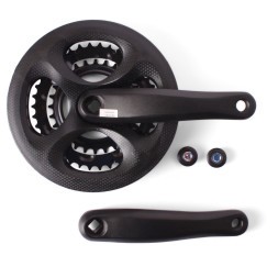 Система шатунов велосипедная AL07-S2848FG, 26&amp;quot; D-EDх3, алюминий/сталь, 28/38/48 зуб, 170 мм, SQR, с защитой, черный, под карбон