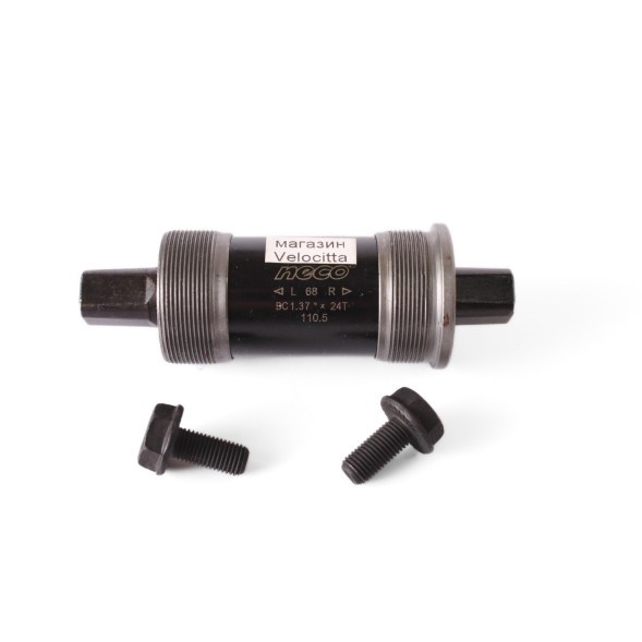 Каретка-картридж велосипедная Neco В-910, ось 110.5мм, резьба 1.37&amp;quot;х24Т, корпус 68 мм, стальные чаши