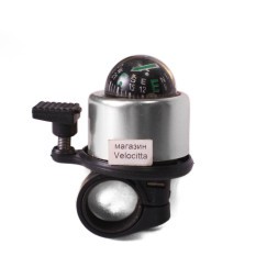 Звонок велосипедный Joy Kie FL-901, с компасом, AL/пл, d=40 мм, серебристый