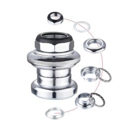 Рулевая колонка Mixieer QLP-3C1(CP), 1&amp;quot;, резьбовая, EC 30/25.4-24T  EC 30/27, подшипники 5/32&amp;quot;x16- 2шт, высота 35 мм, серебристая