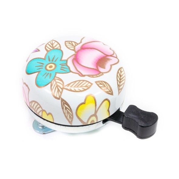 Звонок велосипедный Nuvo NH-B613SS-T17, цветы, механический, Ø 55 мм, сталь, бело-золотисто-розовый