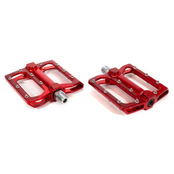 Велопедали Hogger PDHG882SSBRD, Platform, 110x105 мм, резьба 9/16&amp;quot;, алюминиевые, со сменными шипами, с промподшипником, Red