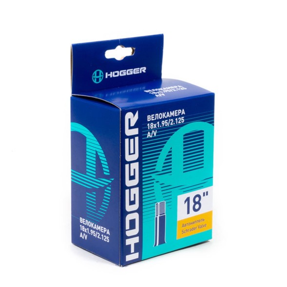 Велокамера Hogger TBHG 18&amp;quot;x 1.95/2.125 AV, авто-ниппель, бутиловая резина, картон. упак.