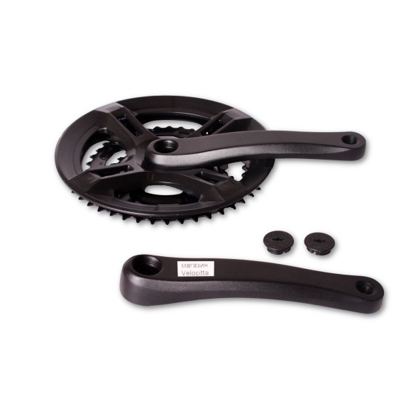 Система шатунов велосипедная 26&amp;quot; D-EDх3, алюминий/сталь, 28/38/48T, 170 мм, под квадрат, с защитой, черный