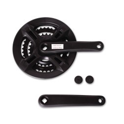 Система шатунов велосипедная 26" D-EDх3, алюминий/сталь, 28/38/48T, 170 мм, под квадрат, с защитой, черный