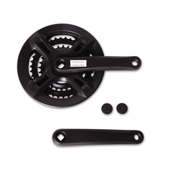 Система шатунов велосипедная 26&amp;quot; D-EDх3, алюминий/сталь, 28/38/48T, 170 мм, под квадрат, с защитой, черный