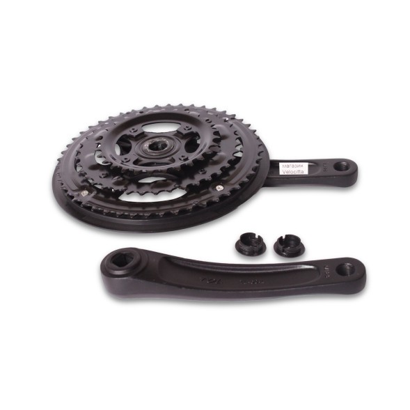 Система шатунов велосипедная 26&amp;quot; D-EDх3, алюминий/сталь, 28/38/48T, 170 мм, под квадрат, с защитой, черный