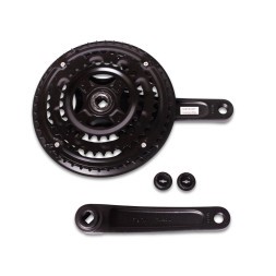 Система шатунов велосипедная 26" D-EDх3, алюминий/сталь, 28/38/48T, 170 мм, под квадрат, с защитой, черный