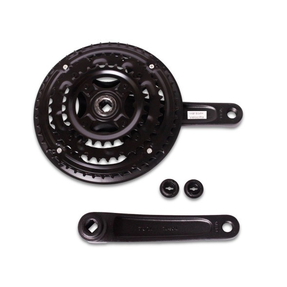 Система шатунов велосипедная 26&amp;quot; D-EDх3, алюминий/сталь, 28/38/48T, 170 мм, под квадрат, с защитой, черный