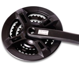 Система шатунов велосипедная 26" D-EDх3, алюминий/сталь, 28/38/48T, 170 мм, под квадрат, с защитой, черный