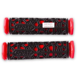 Ручки на руль велосипедные &amp;quot;Паутинка&amp;quot;, резиновые, 120 мм, красные