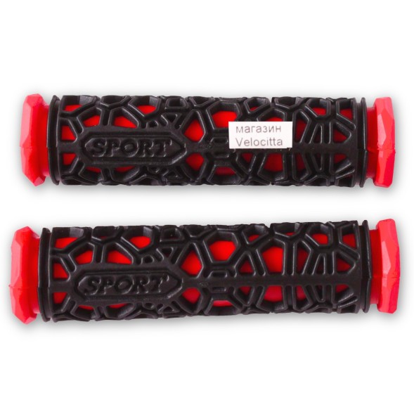Ручки на руль велосипедные &amp;quot;Паутинка&amp;quot;, резиновые, 120 мм, красные