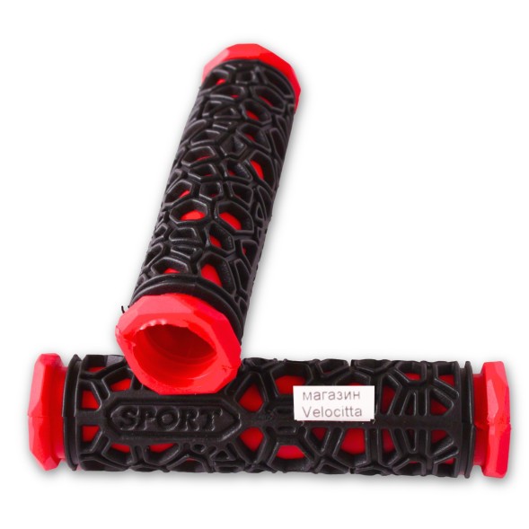 Ручки на руль велосипедные &amp;quot;Паутинка&amp;quot;, резиновые, 120 мм, красные
