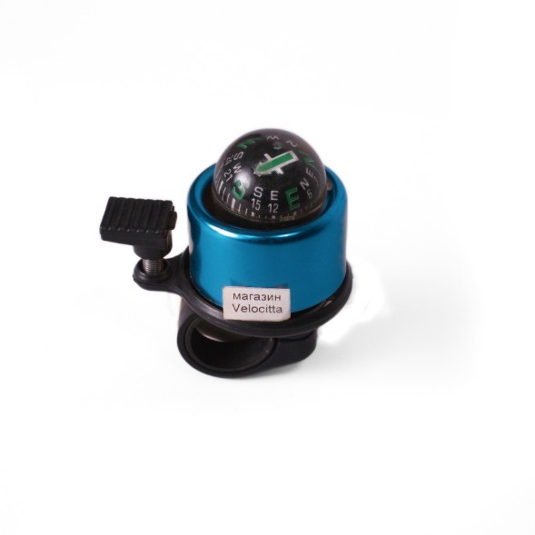 Звонок велосипедный Joy Kie FL-901, с компасом, алюминий\пластик, синий