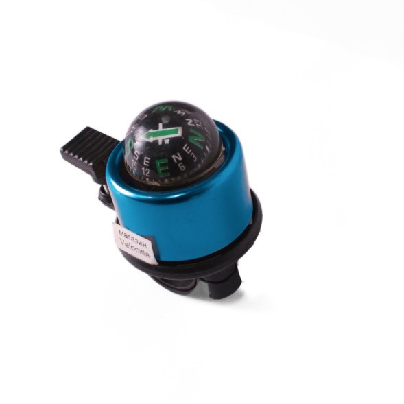 Звонок велосипедный Joy Kie FL-901, с компасом, алюминий\пластик, синий