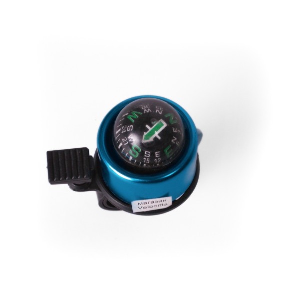 Звонок велосипедный Joy Kie FL-901, с компасом, алюминий\пластик, синий