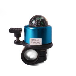 Звонок велосипедный Joy Kie FL-901, с компасом, алюминий\пластик, синий