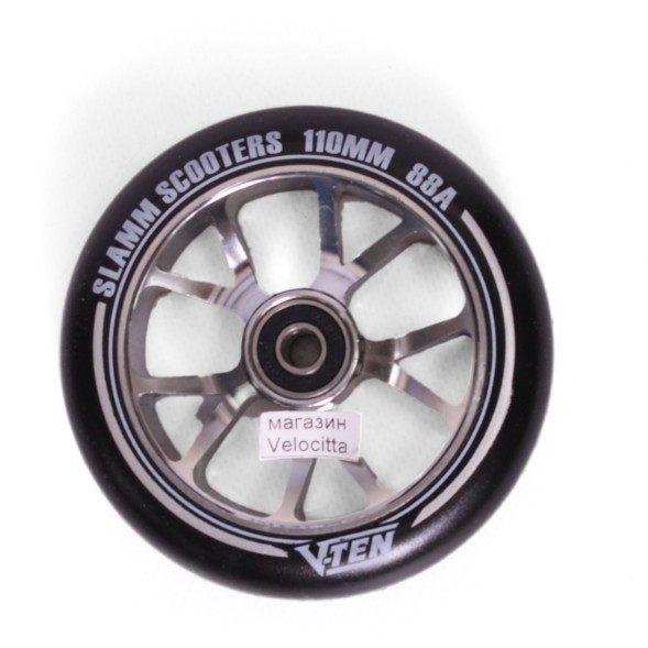 Колесо для трюкового самоката Slamm Scooters V-Ten II, Abec 9, 110 мм, серебристый