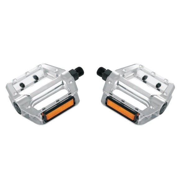 Велопедали Feimin FP-922, 115x94 мм, алюминиевые, резьба 9/16&amp;quot;, отражатели, серебристый