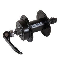 Передняя втулка Quando KT-M65F-32, MTB, стальная, ось 9х100x108 мм, под Disk 6 болтов, с эксцентриком, 32H, Black