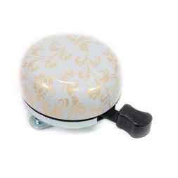 Велосипедный звонок Nuvo NH-B613SS-T9, цветы, механический, Ø 55 мм, стальной, бело-золотистый