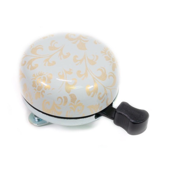 Велосипедный звонок Nuvo NH-B613SS-T9, цветы, механический, Ø 55 мм, стальной, бело-золотистый