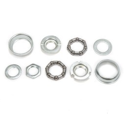 Каретка Shunfeng SF-BB16, для односоставных шатунов, 9 деталей, подшипник 5/16&amp;quot;х7-2 шт, чашка 43.1 мм-2 шт; конус левый 3/4&amp;quot;х24T-LH, правый 13/16&amp;quot;х24T, шайба-2шт, гайка, серебристая