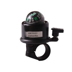 Звонок велосипедный Joy Kie FL-901, с компасом, алюминий-пластик, Ø 40 мм, черный